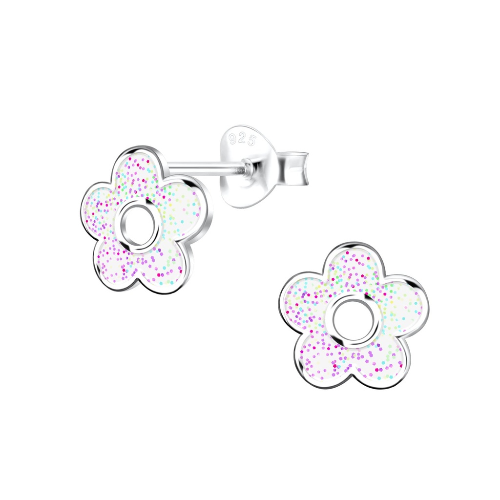 Puces d'oreilles fleur en argent