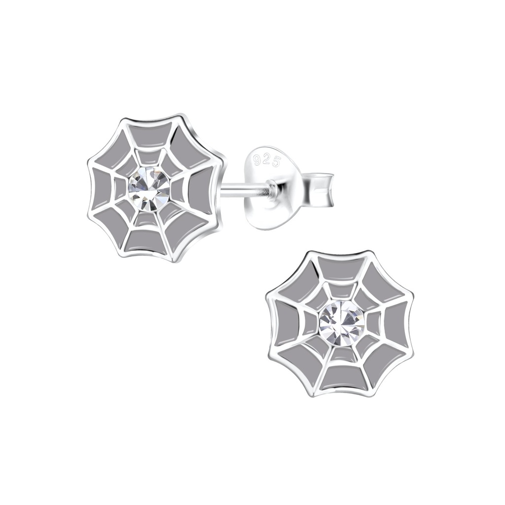 Puces d'oreilles toile d'araignée en argent