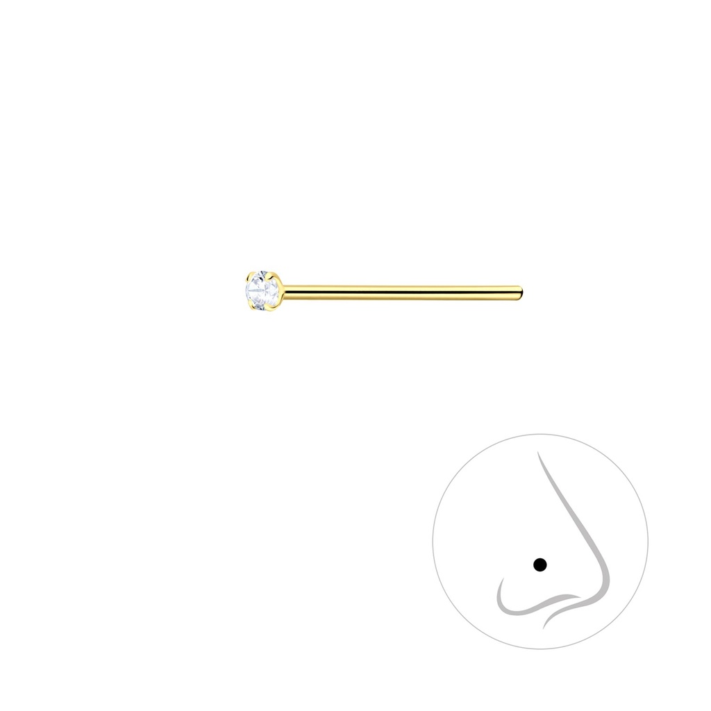 Clou de nez en argent zircon rond 1.5 mm