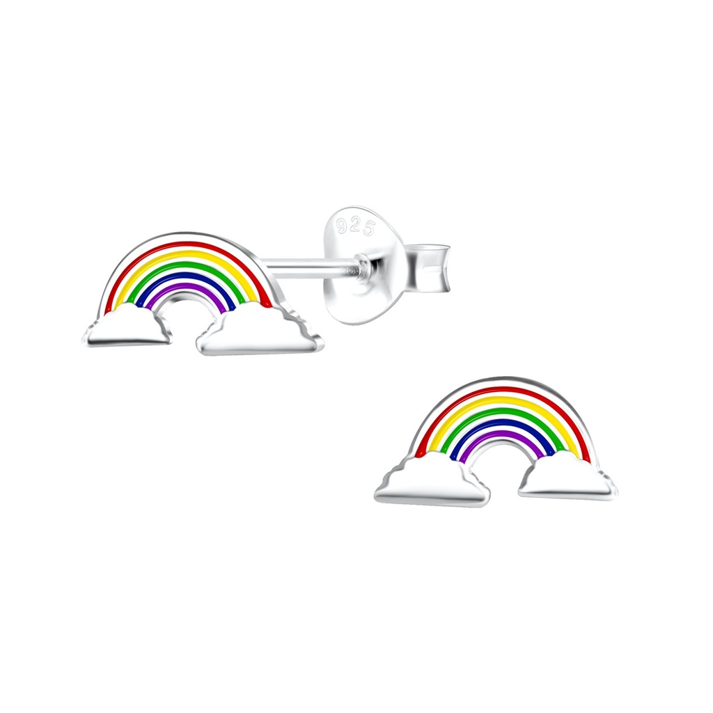 [10022678] Puces d'oreilles arc-en-ciel en argent
