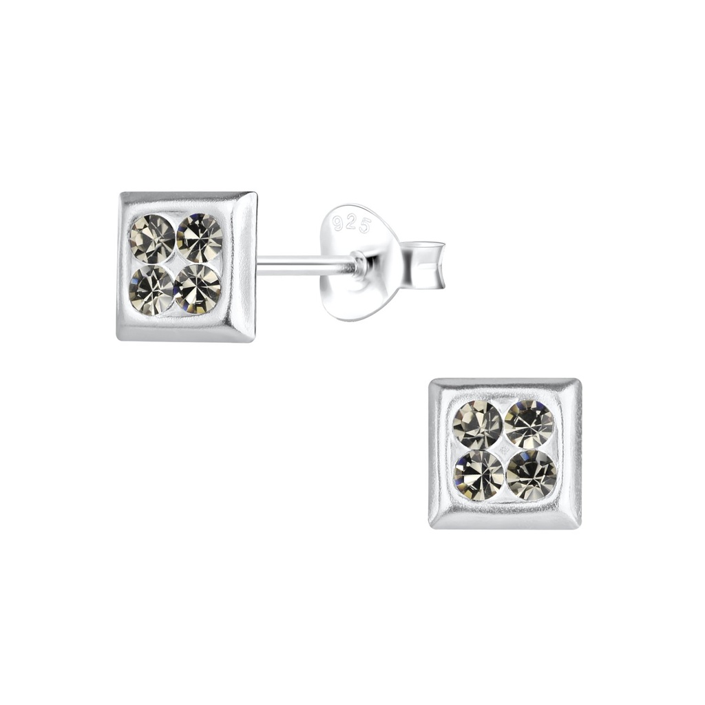 Silver Square Stud Earrings