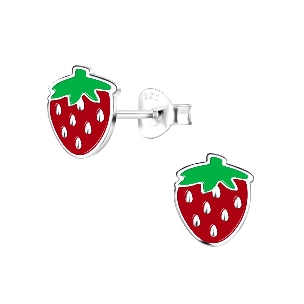 [10022733] Puces d'oreilles fraise en argent