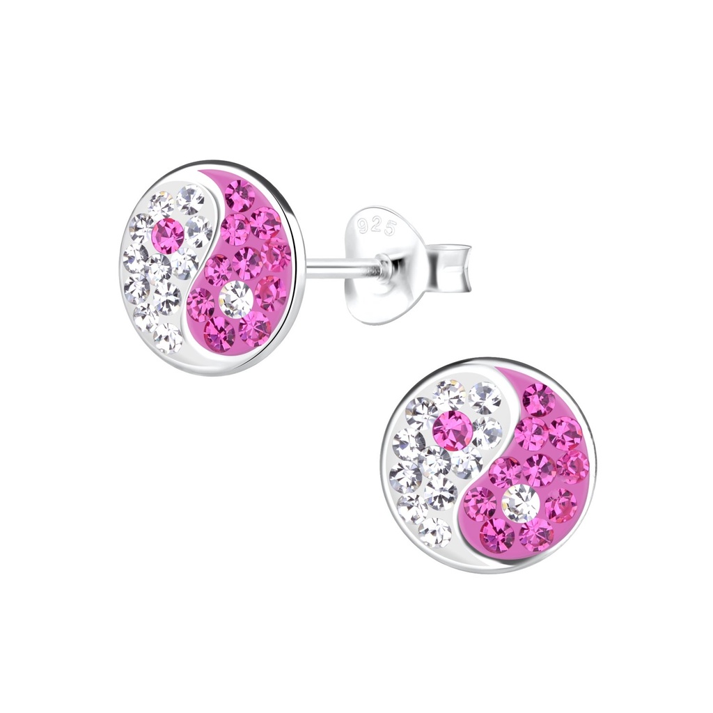 Silver Yin Yang Stud Earrings