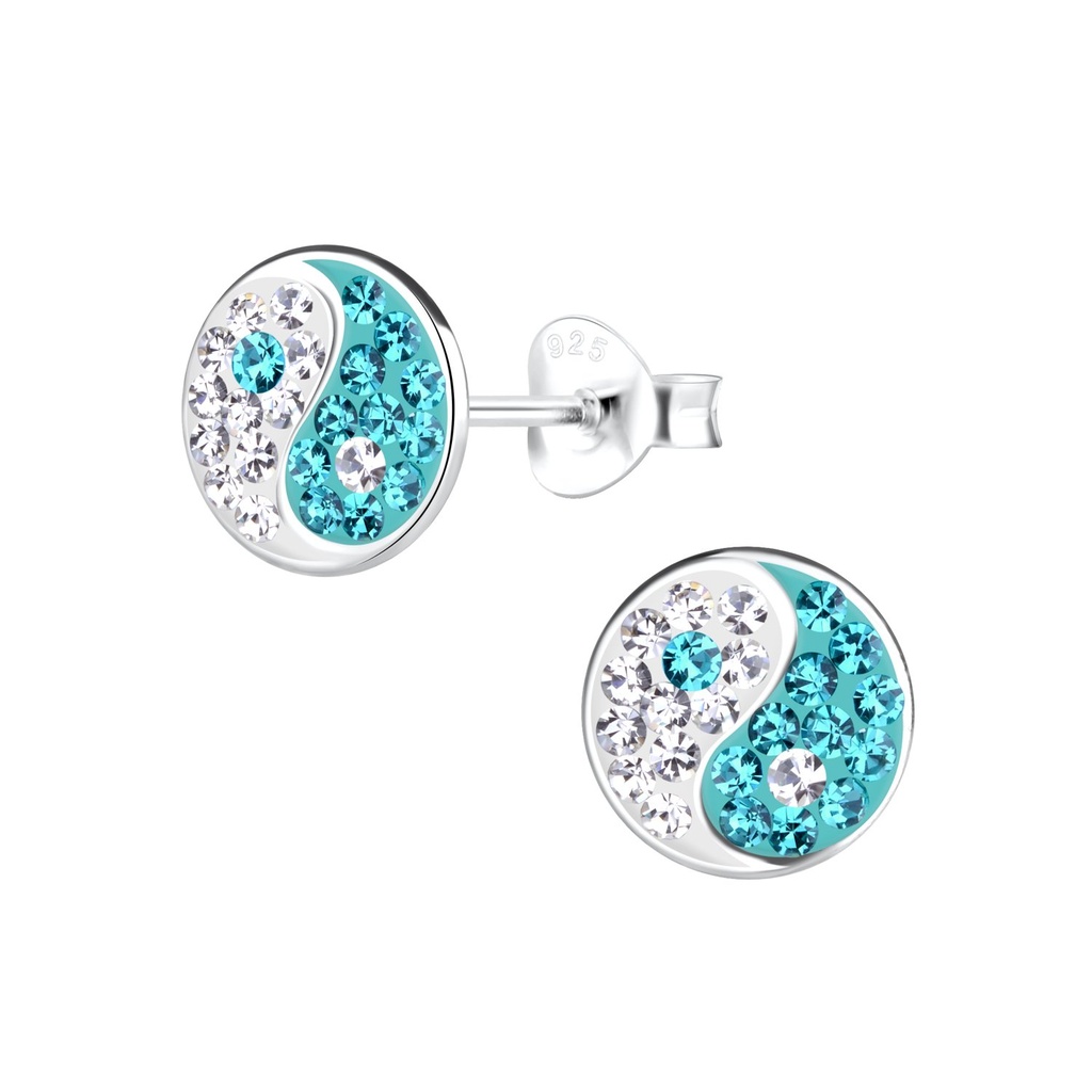 Silver Yin Yang Stud Earrings