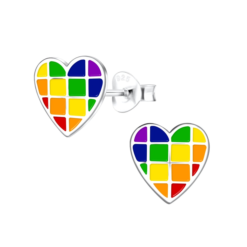 Silver Heart Stud Earrings