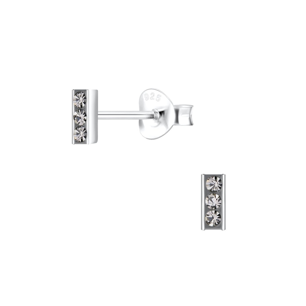 Puces d'oreilles barre en argent cristal