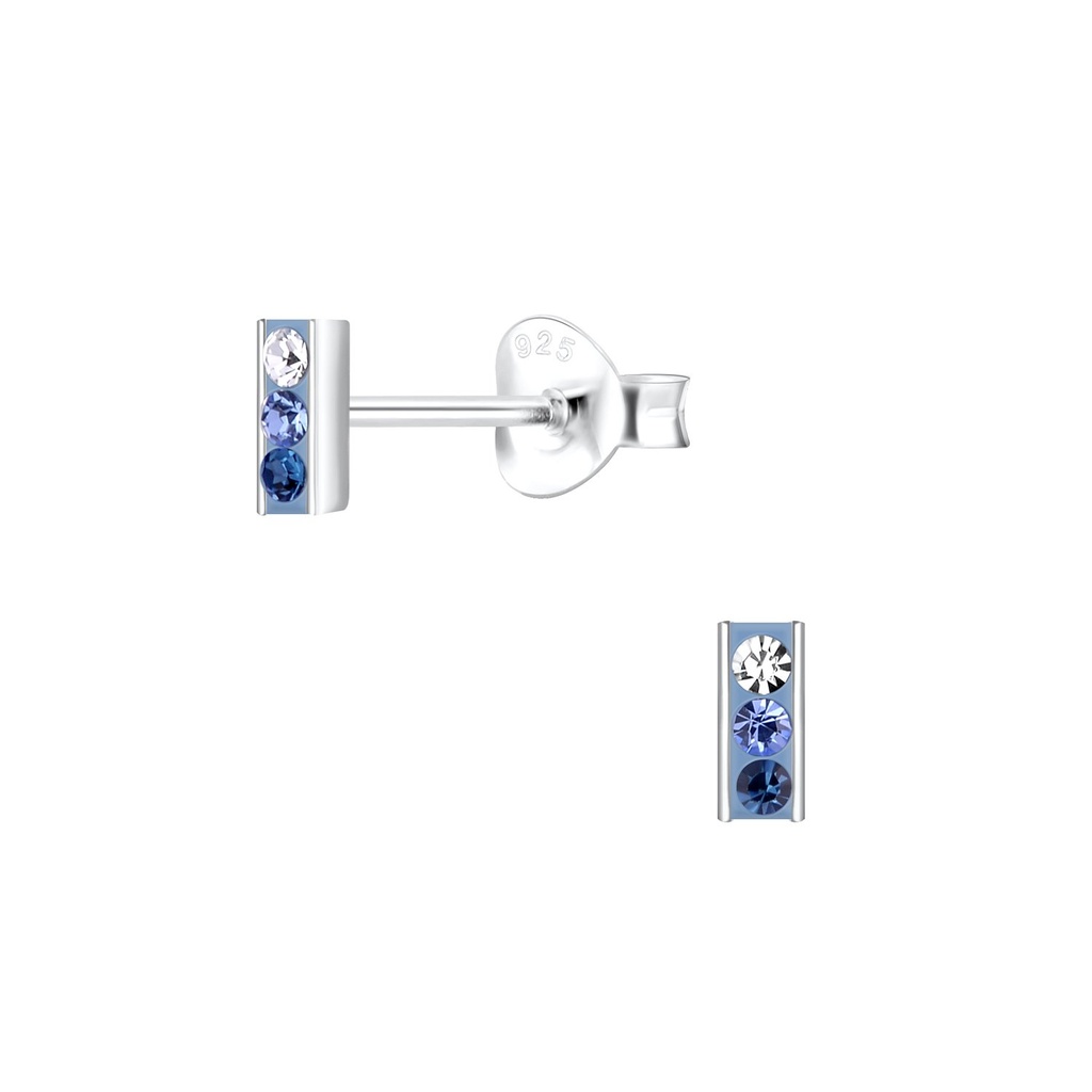 Puces d'oreilles barre en argent cristal
