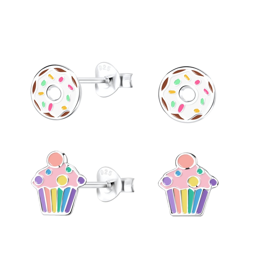 Lot de puces d'oreilles sucreries en argent