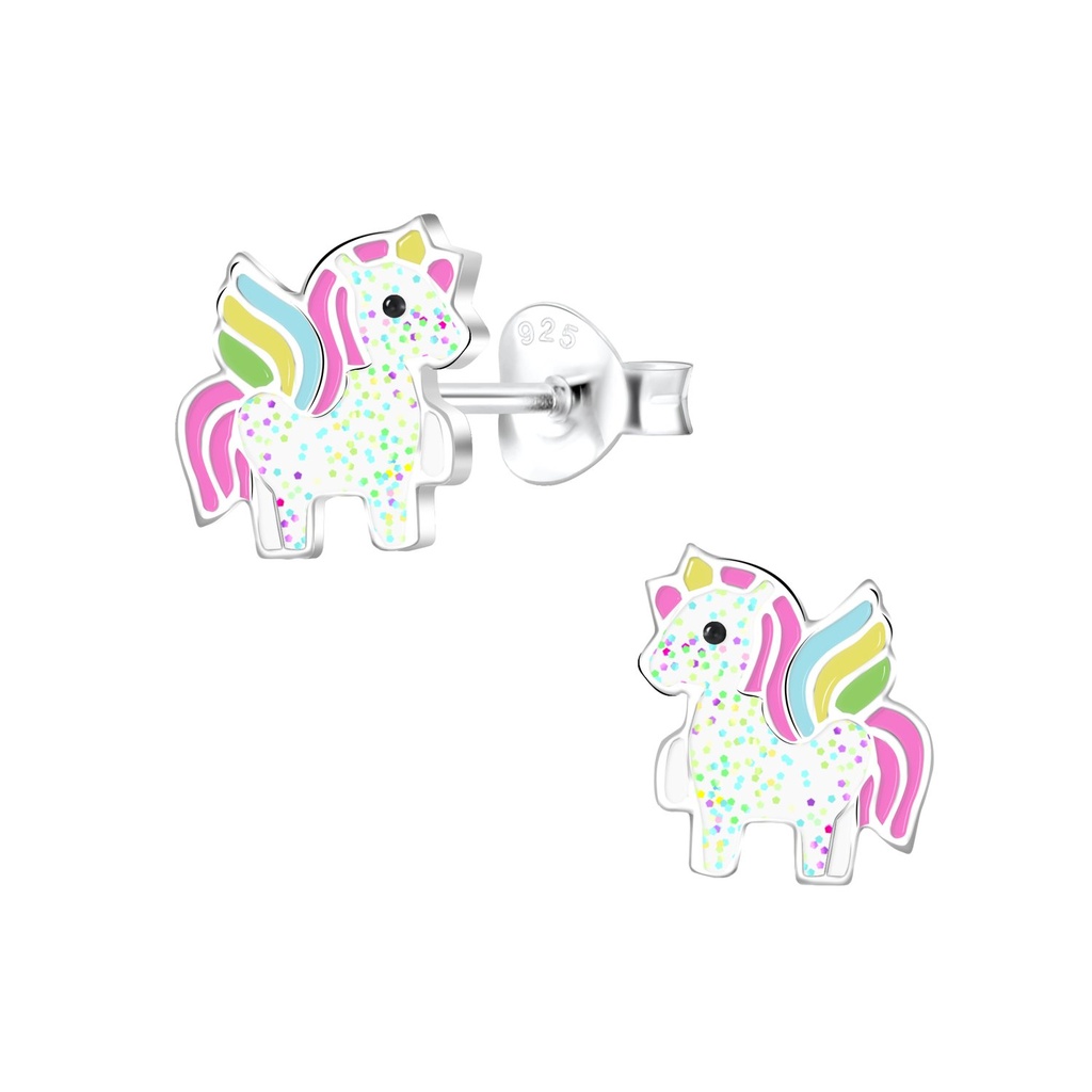 Silver Unicorn Stud Earrings