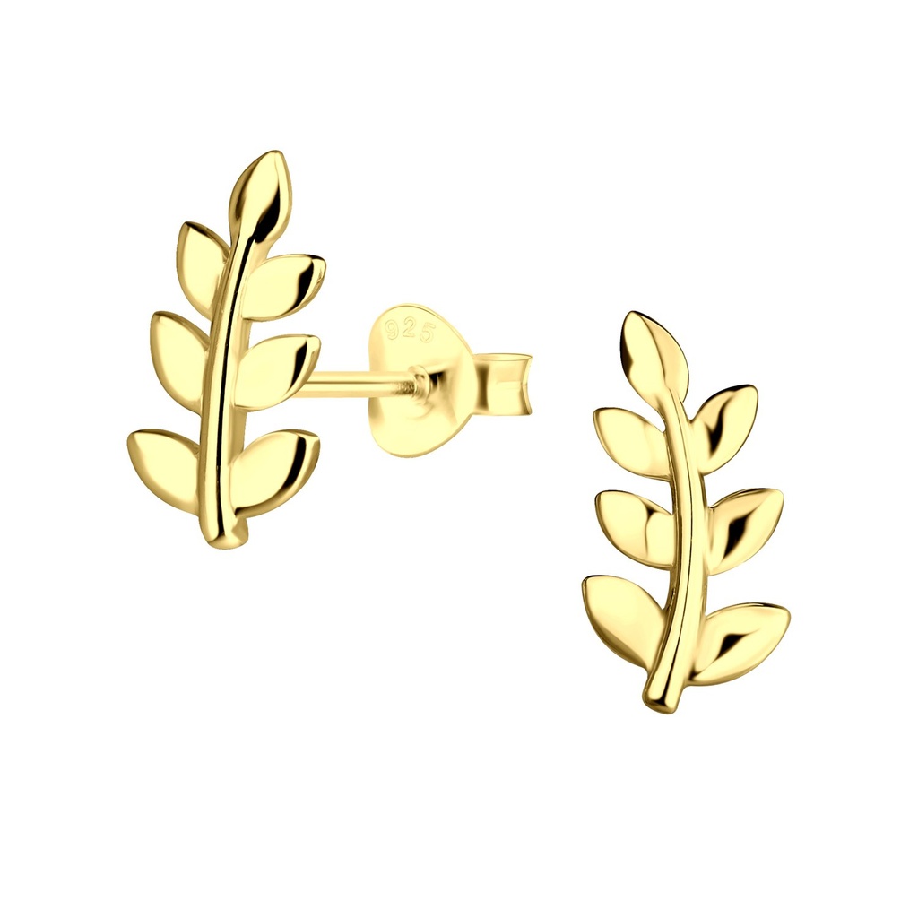 Puces d'oreilles feuille en argent