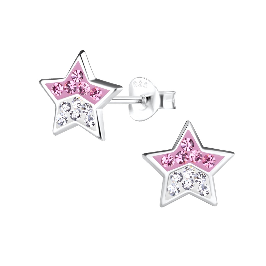 Silver Star Crystal Stud Earrings