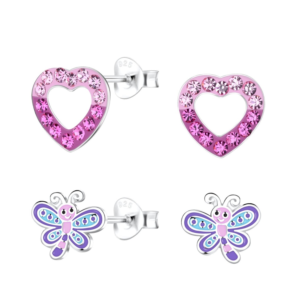 [10022277] Lot de puces d'oreilles papillon en argent