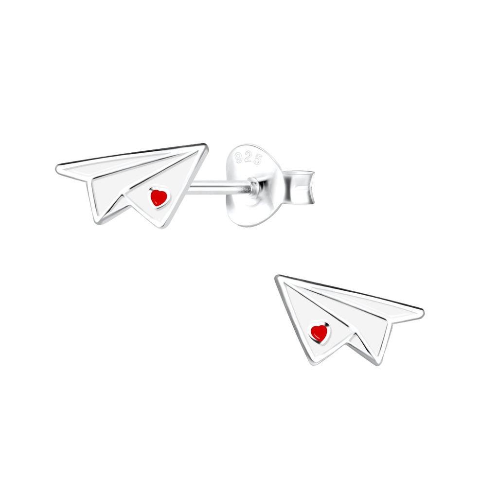 Puces d'oreilles avion en papier en argent