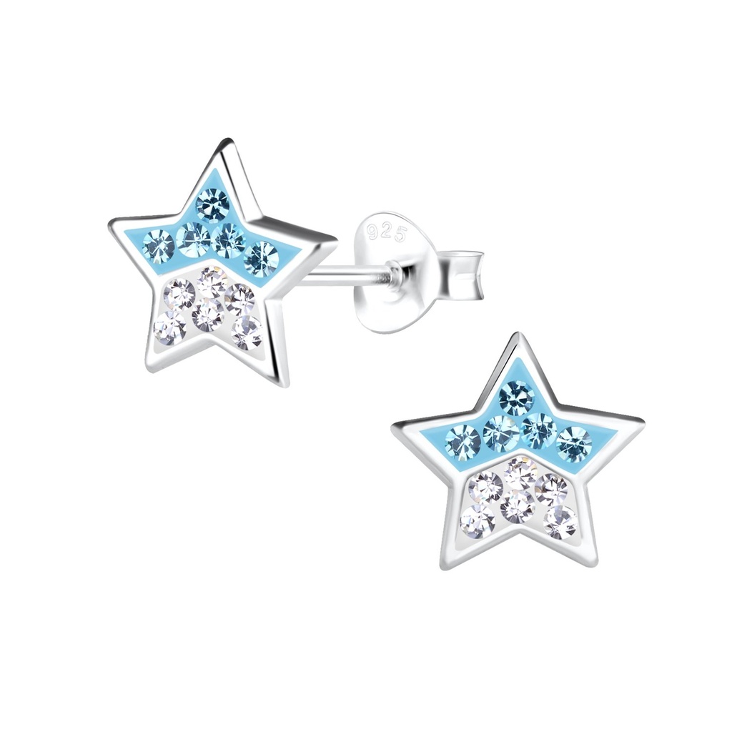 Silver Star Crystal Stud Earrings