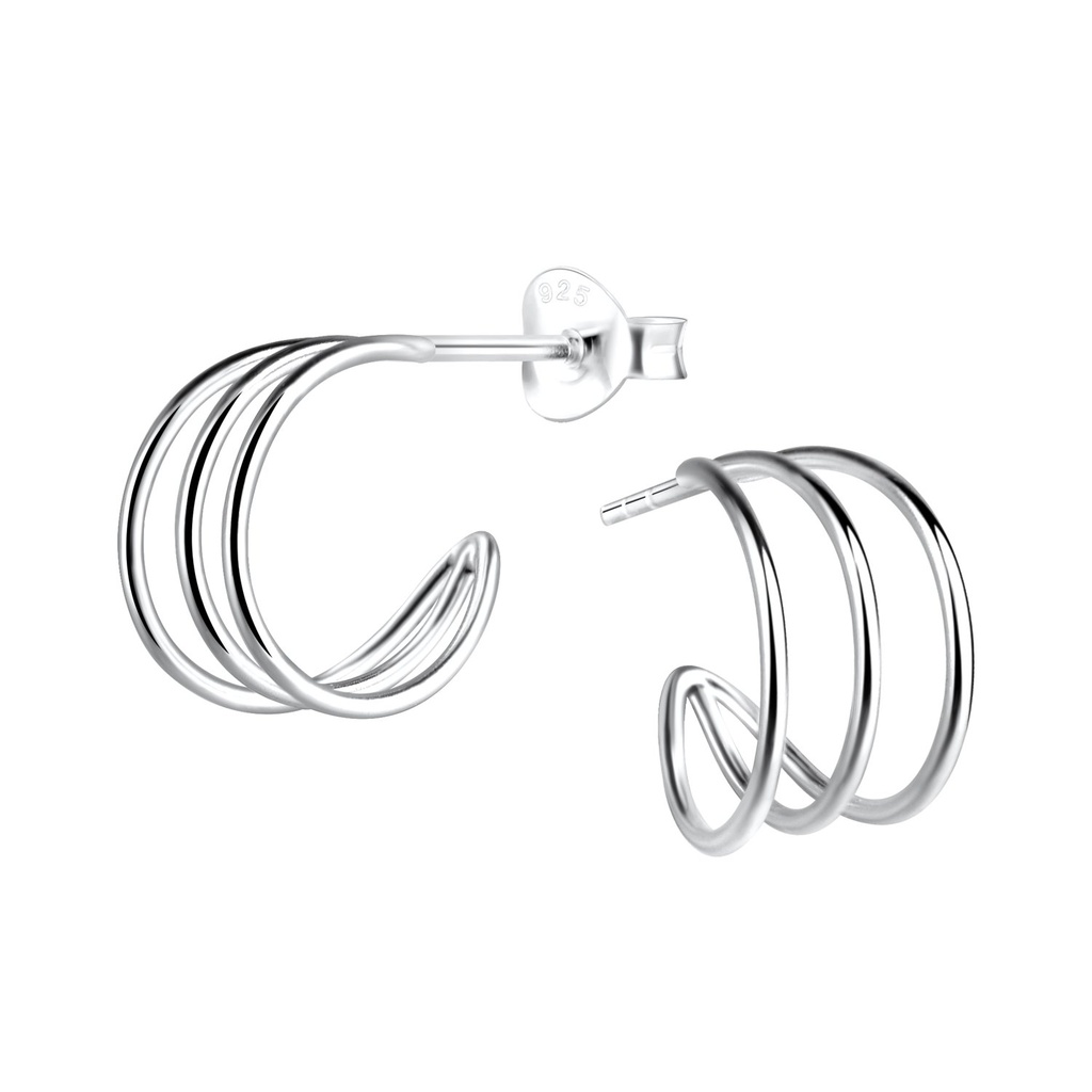 Puces d'oreilles demi-créole en argent