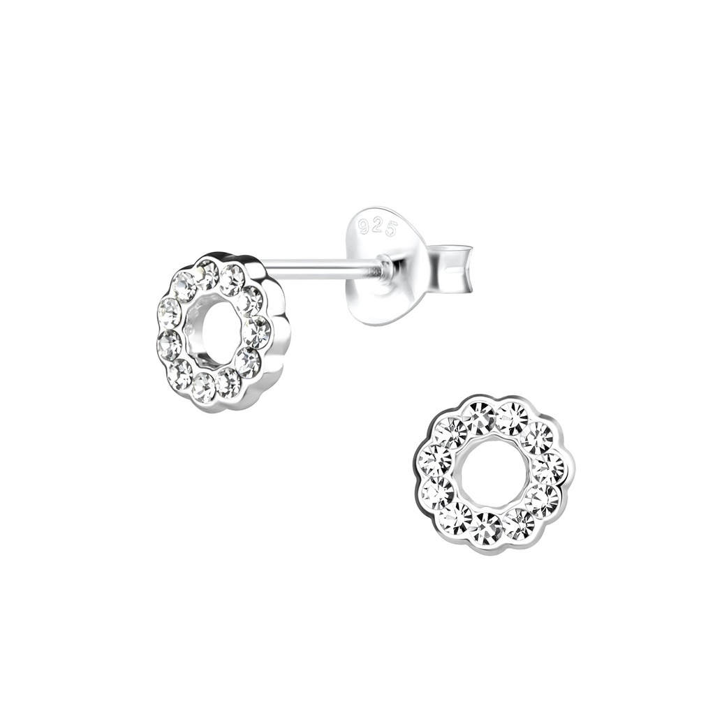 Puces d'oreilles fleur en argent