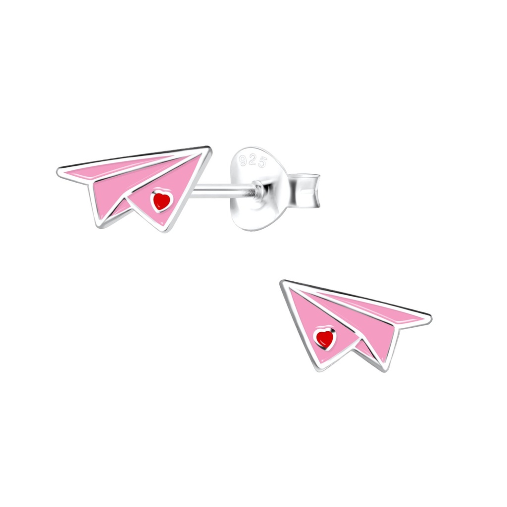 Puces d'oreilles avion en papier en argent