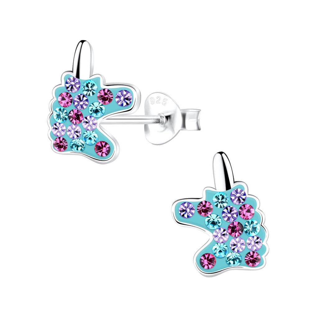 Silver Unicorn Stud Earrings
