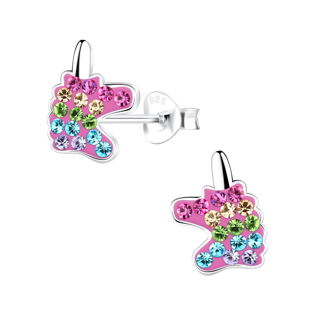 Silver Unicorn Stud Earrings