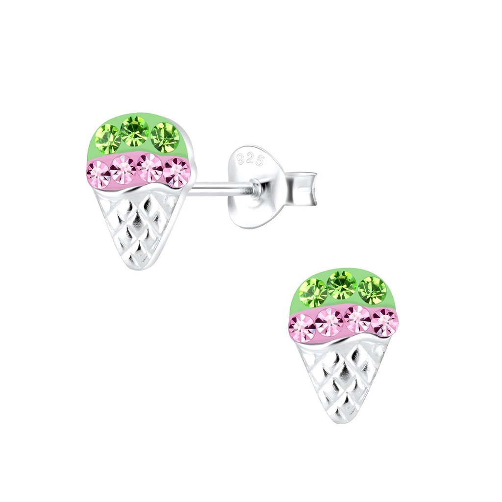 Silver Ice Cream Stud Earrings