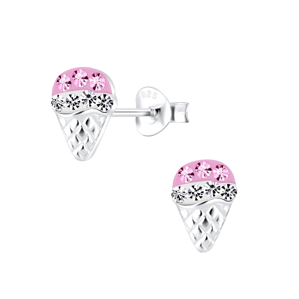Silver Ice Cream Stud Earrings