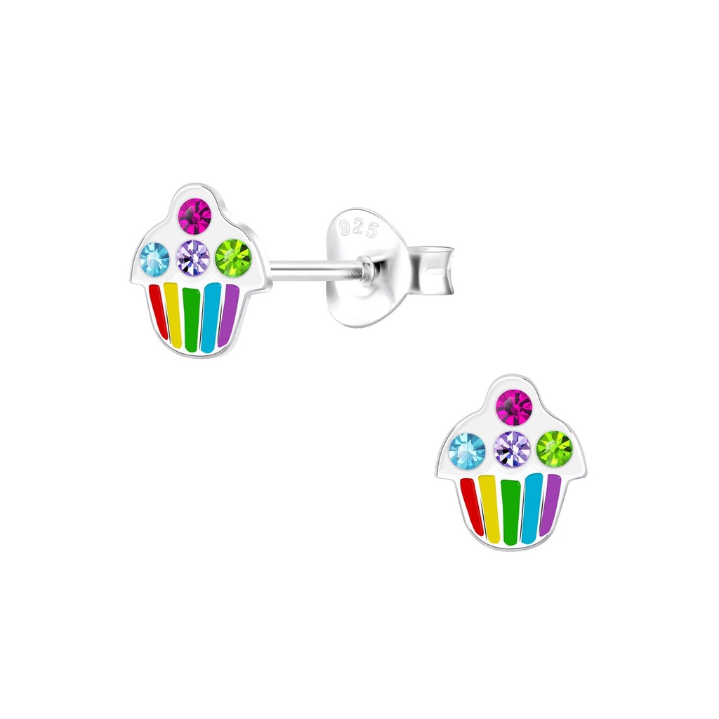 Puces d'oreilles cupcake en argent