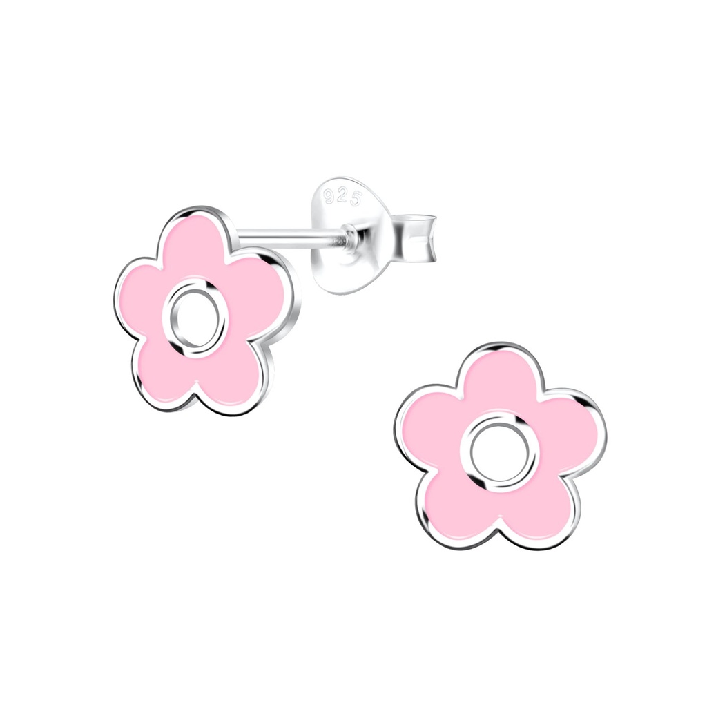 Puces d'oreilles fleur en argent