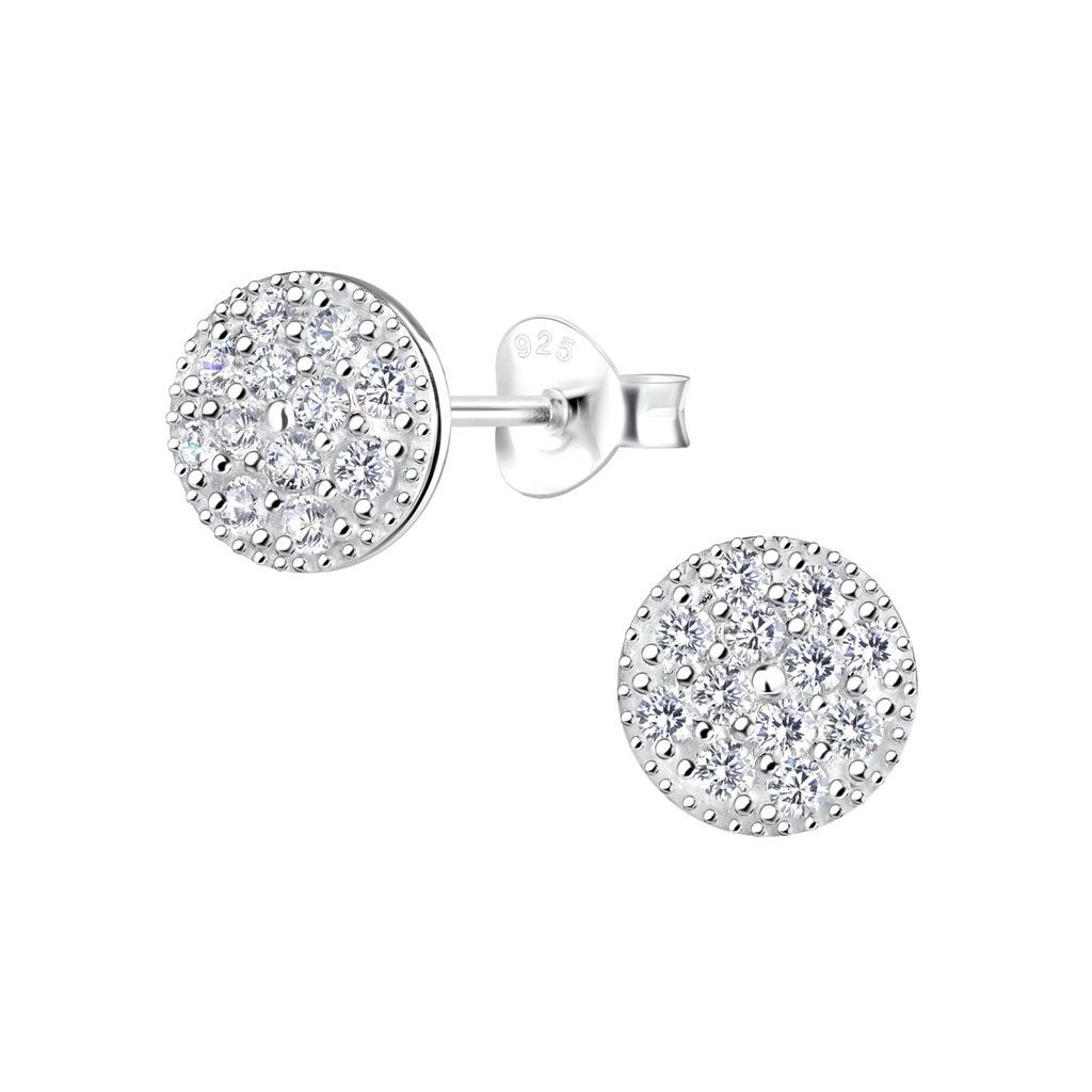 [10021734] Puces d'oreilles rondes en argent
