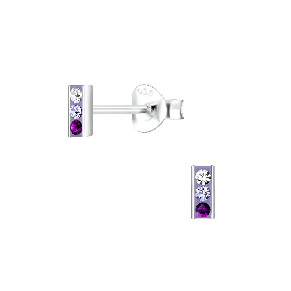 Puces d'oreilles barre en argent cristal