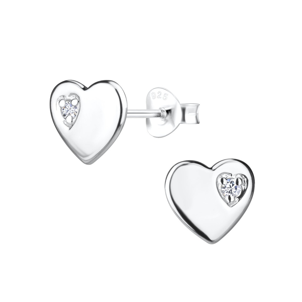 Puces d'oreilles cœur en argent