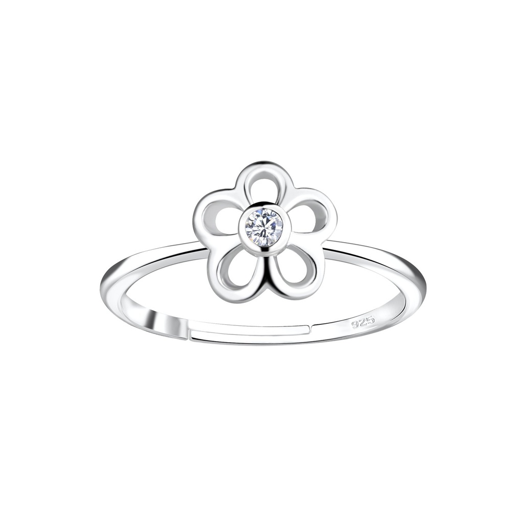 Bague réglable fleur en argent