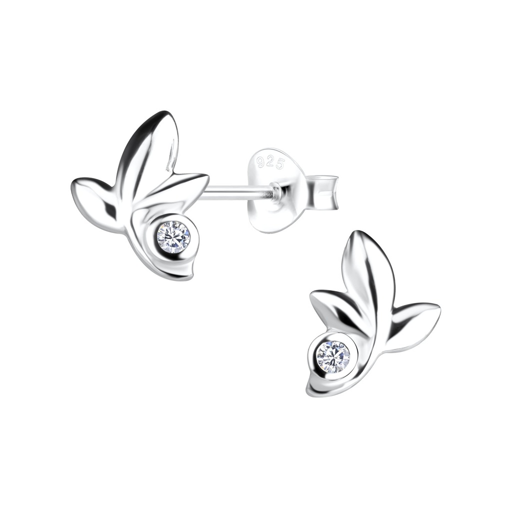 Silver Leaf Stud Earrings