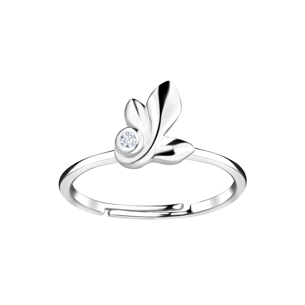 Bague réglable feuille en argent