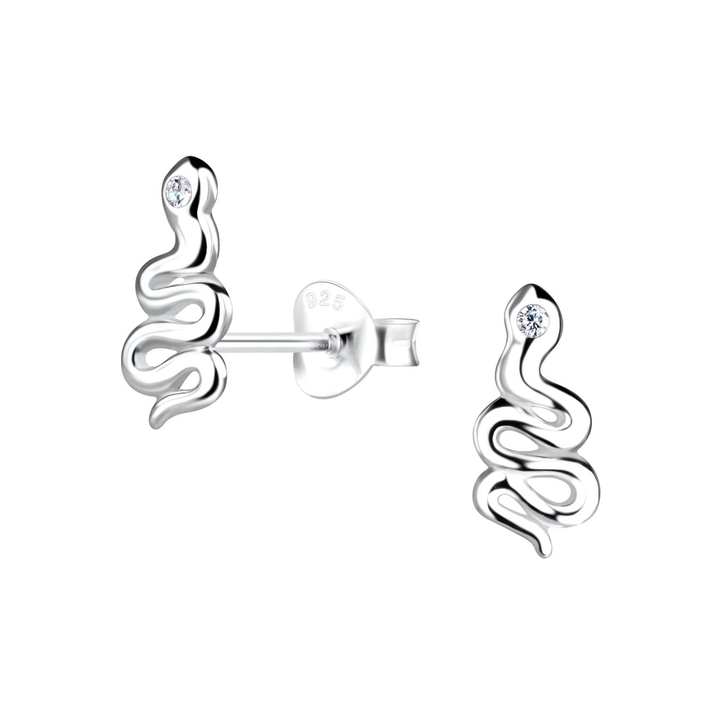 Silver Snake Stud Earrings