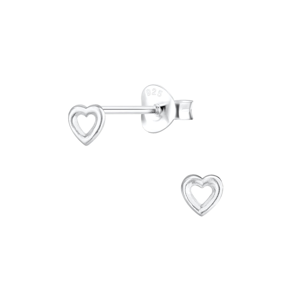 Silver Heart Stud Earrings