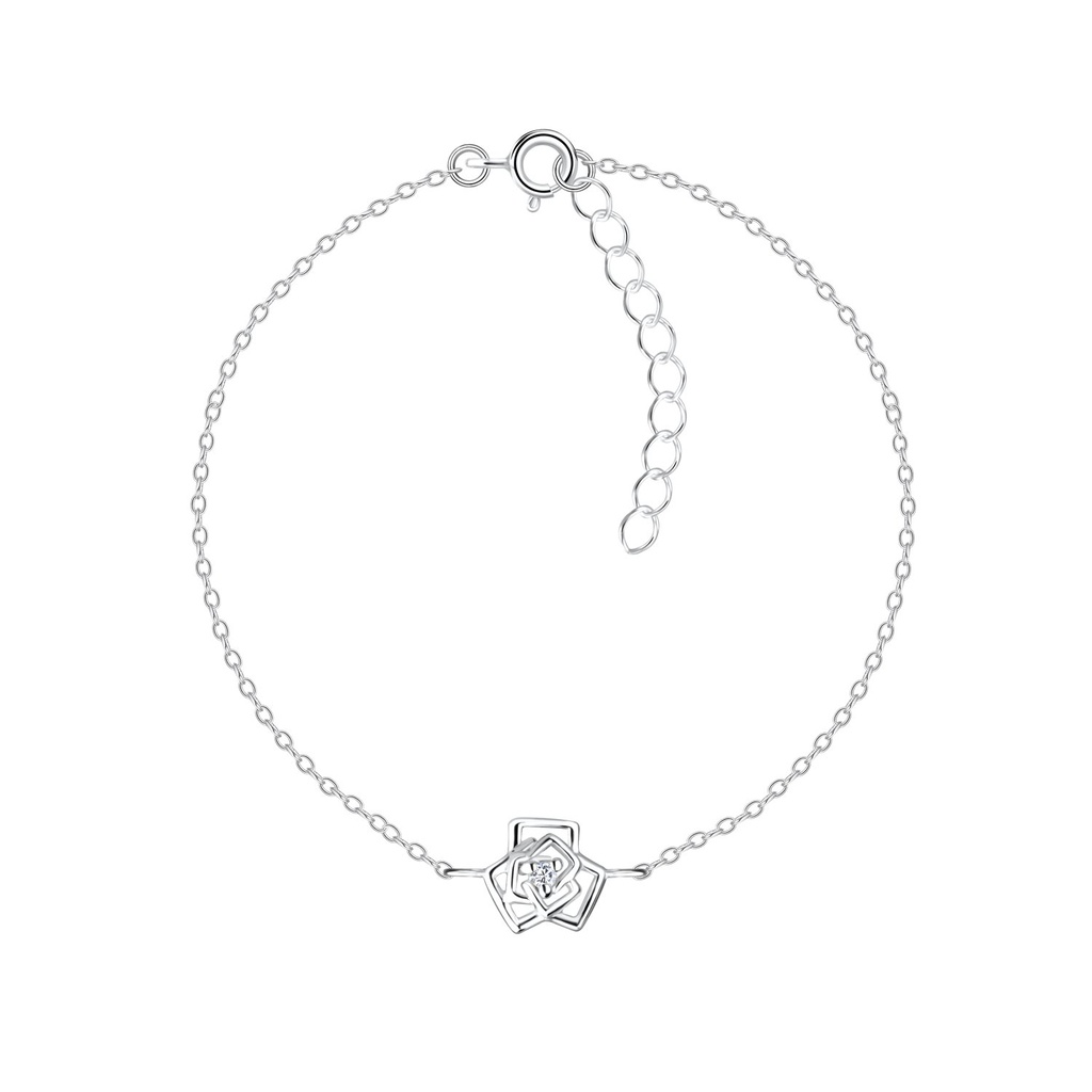 Silver Rose Flower Bracelet