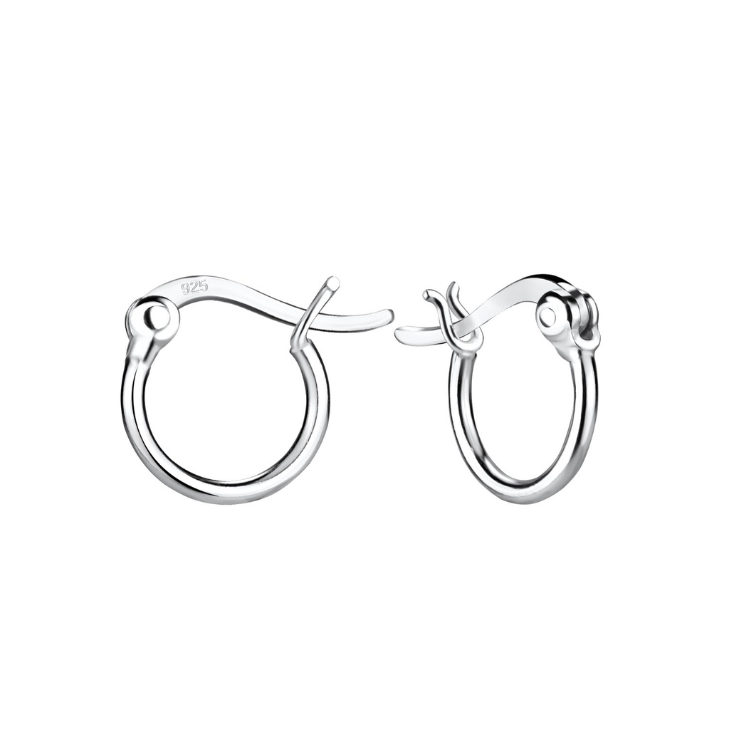 [10010759] 10mm Silver French Lock Hoop Earrings