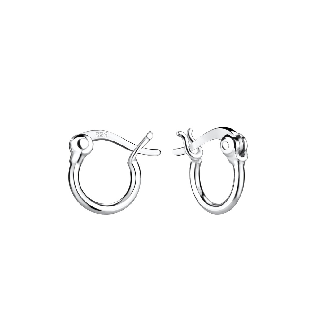 [10010632] 8mm Silver French Lock Hoop Earrings