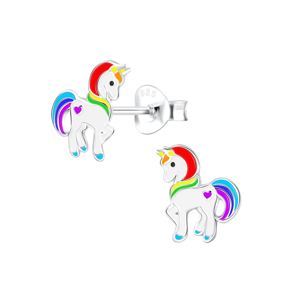 Silver Unicorn Stud Earrings