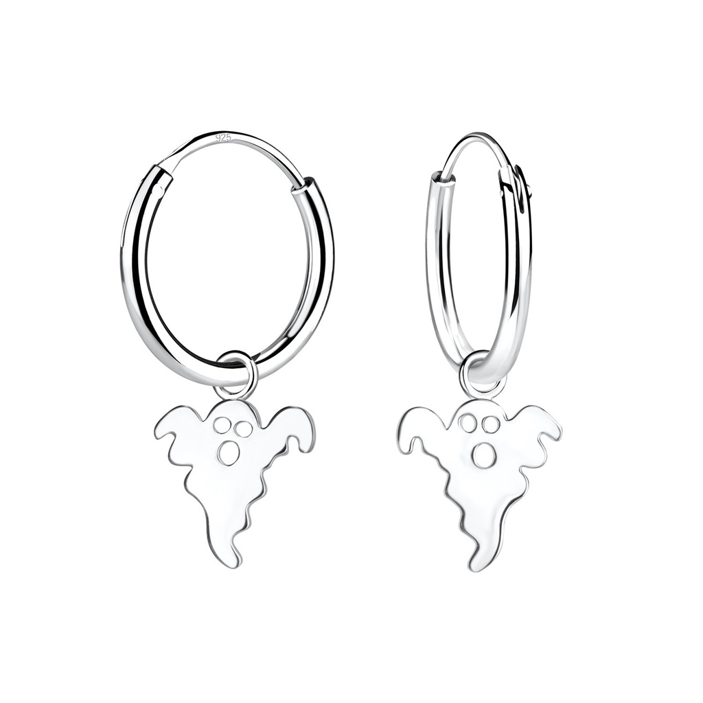 Créoles breloque fantôme en argent