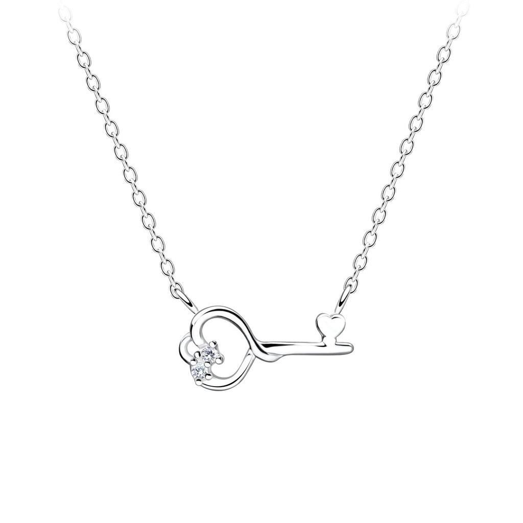 Collier clé cœur en argent