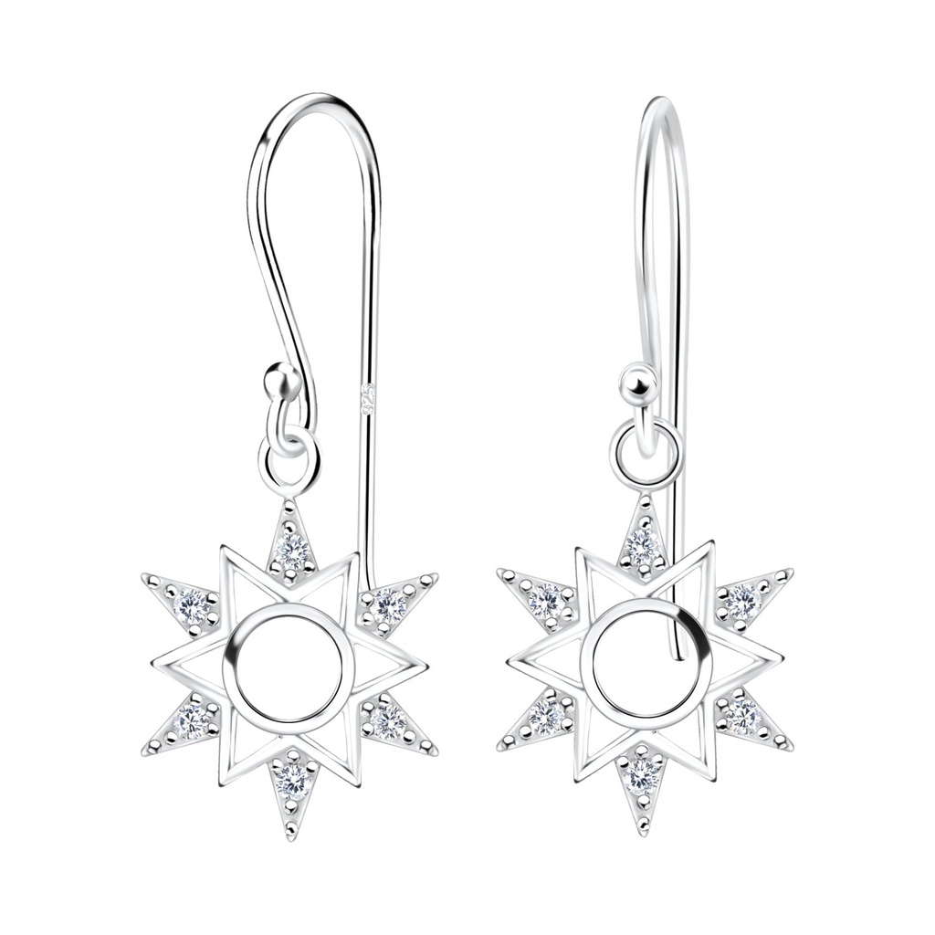 [10021896] Silver Sun Earrings