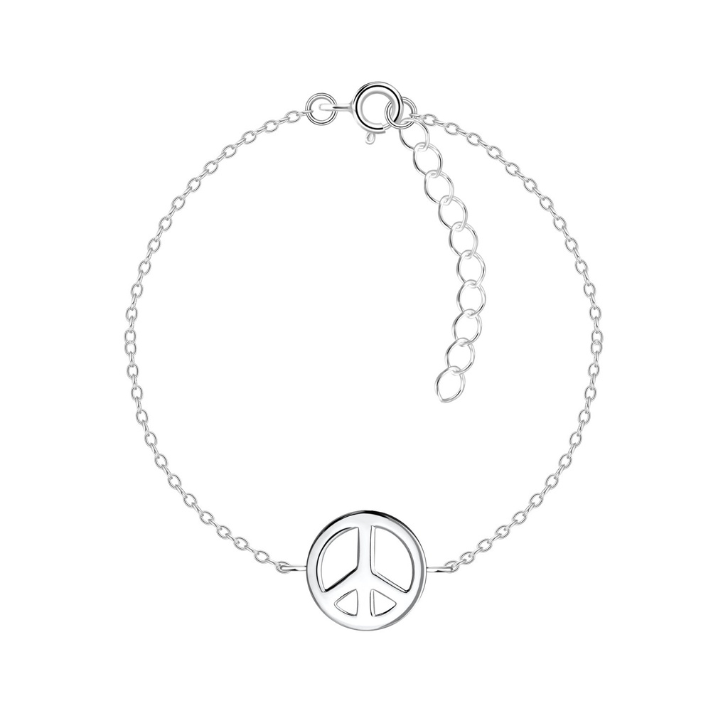 [10021878] Silver Peace Symbol Bracelet