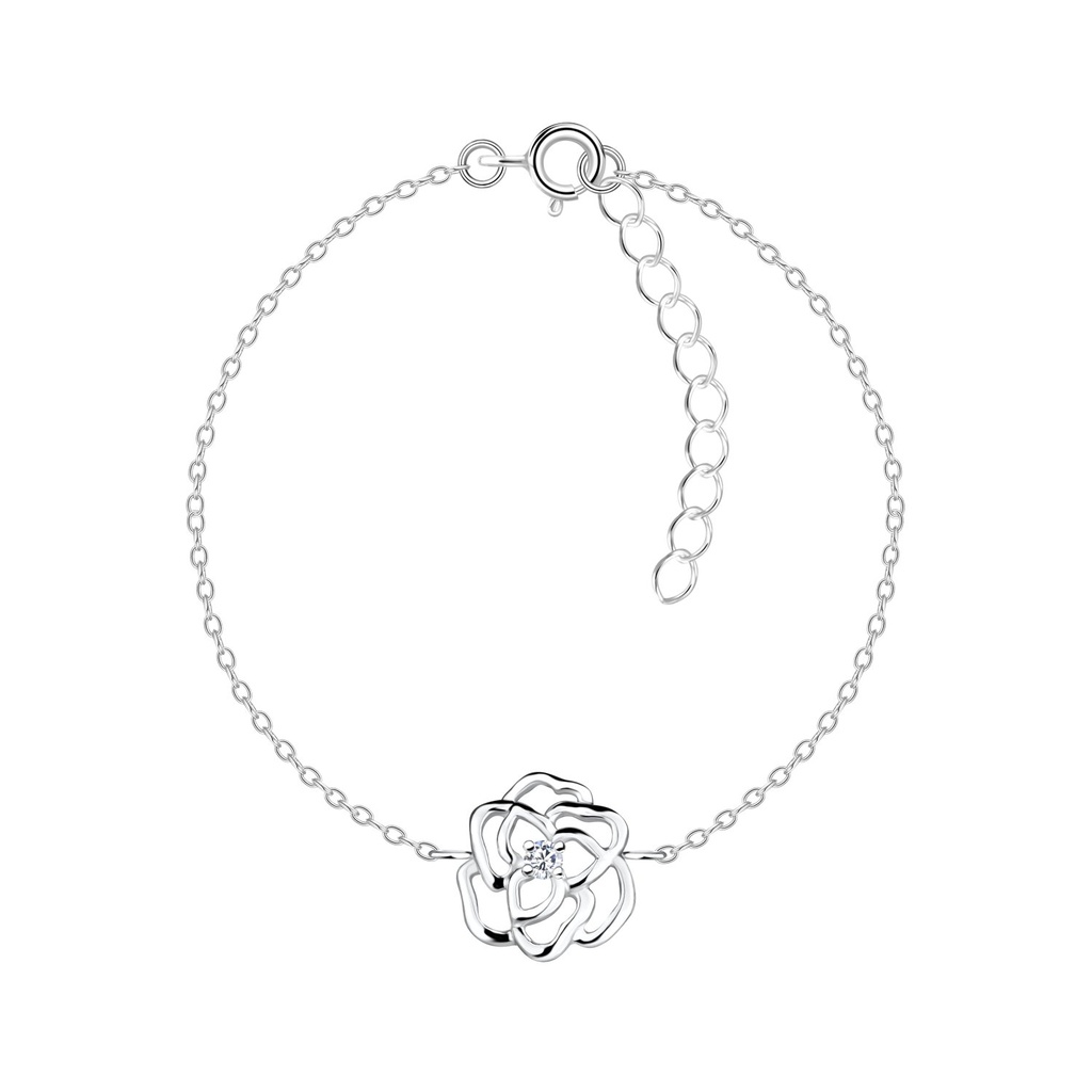 Silver Rose Flower Bracelet