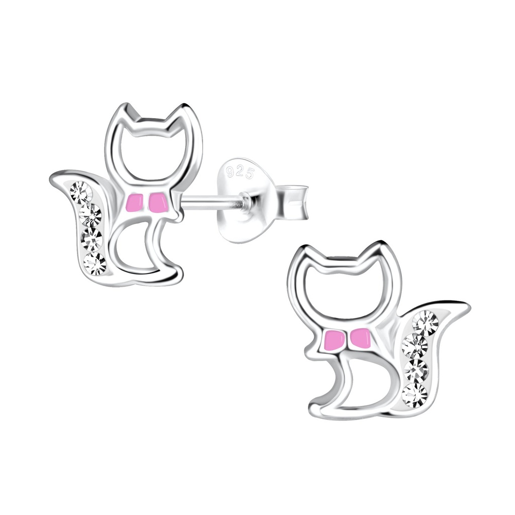 Puces d'oreilles chat en argent
