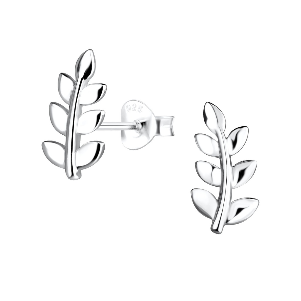 Silver Leaf Stud Earrings