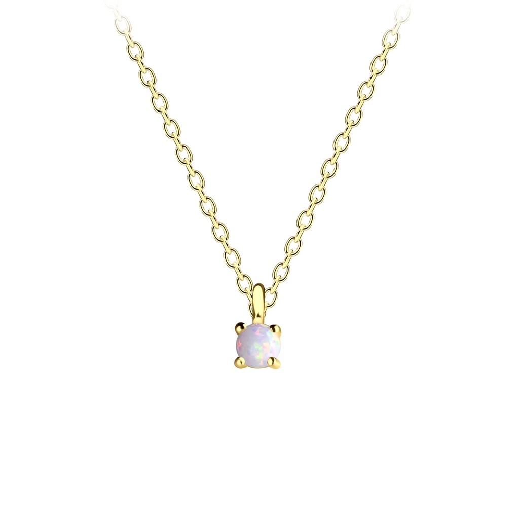 3mm Opal Silver Necklace
