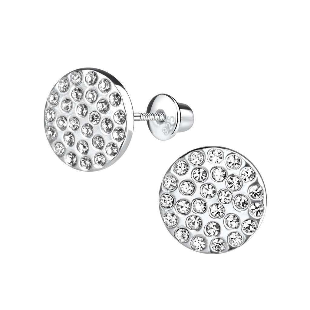 [10013498] Boucles d'oreilles bullet à fermoir à vis rondes en argent