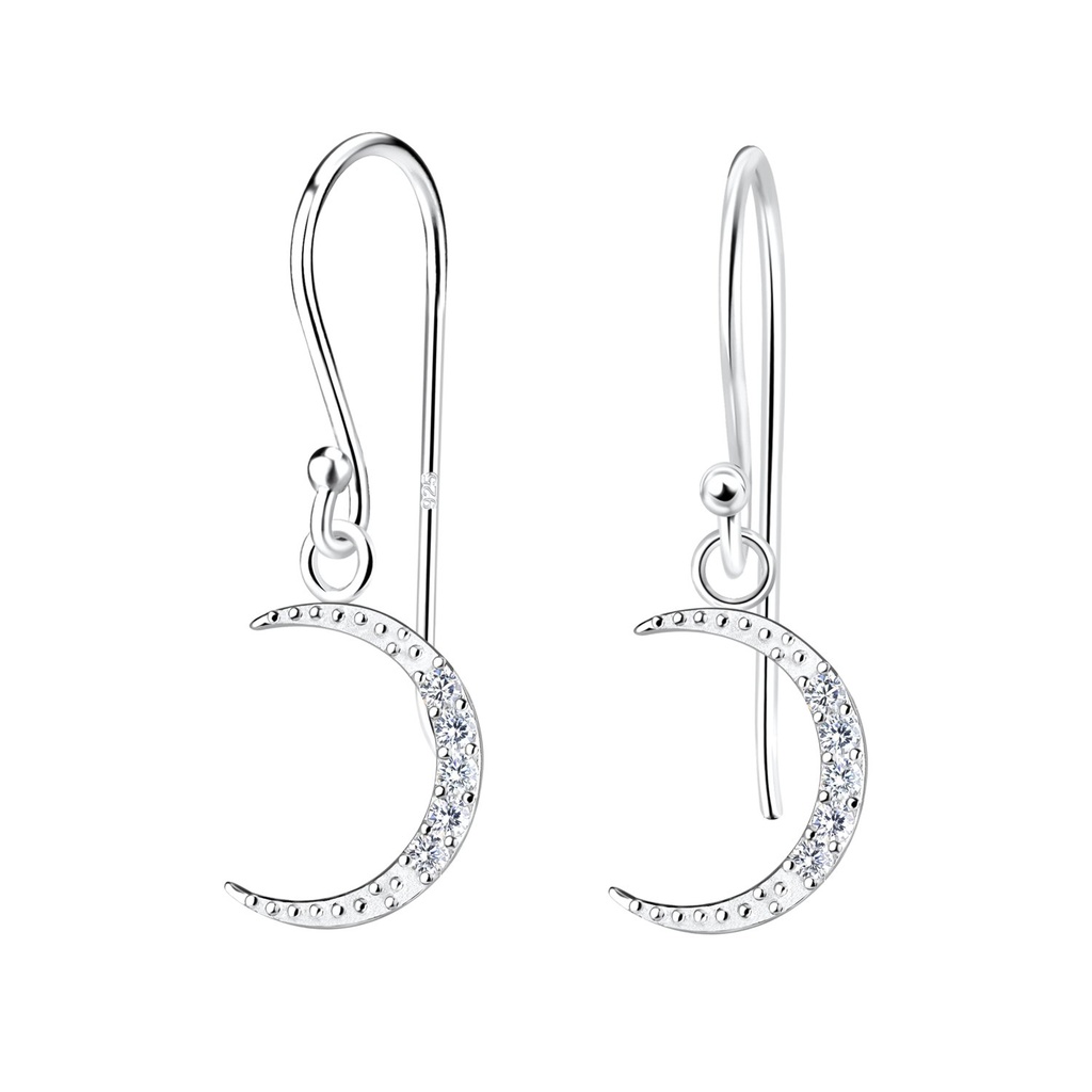 [10021897] Boucles d'oreilles croissant de lune en argent
