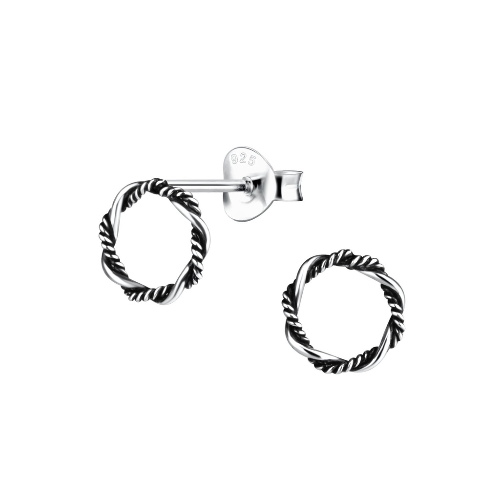 Silver Twisted Stud Earrings